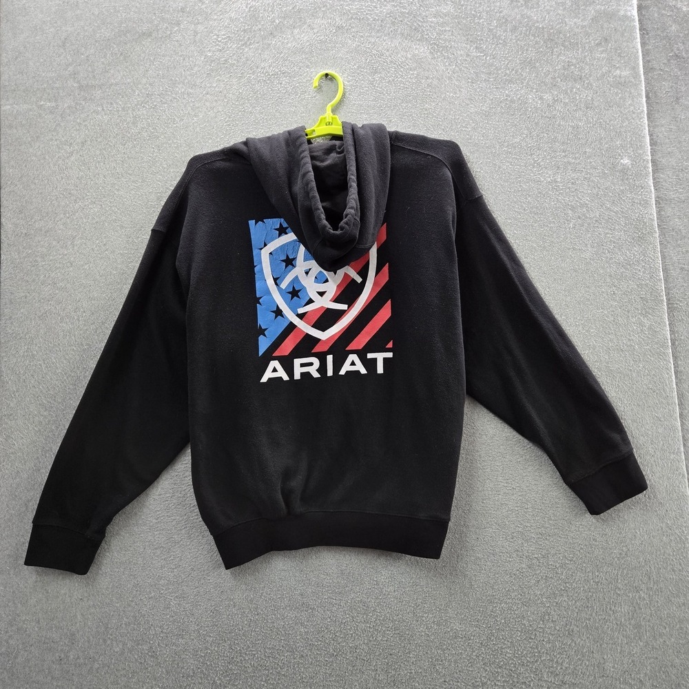 Ariat Men Hoodie XXL Black Graphic Americana Block Fleece Pullover